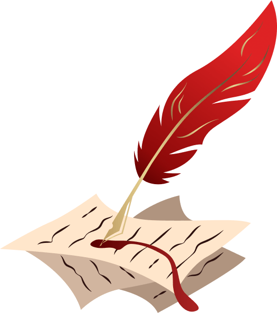 Red Feather Pen Illustration